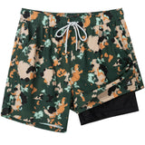 2 in 1 Stretch Gym Shorts Army