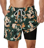 2 in 1 Stretch Gym Shorts Army