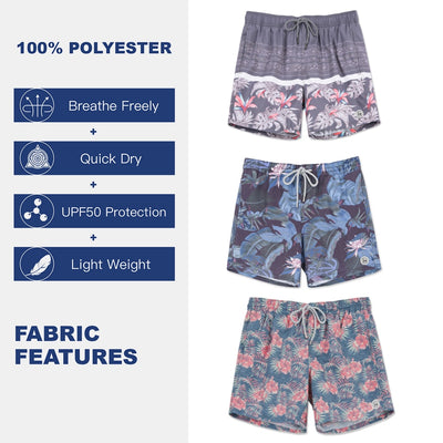 Quick-drying green floral Swim Trunks