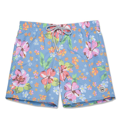 Quick-drying blue floral Swim Trunks