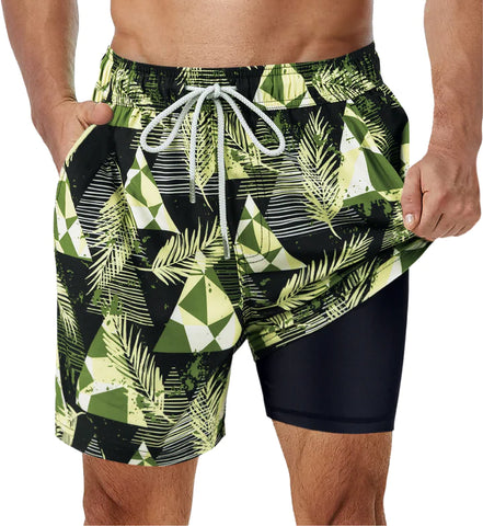 2 in 1 Stretch Gym Shorts Avocado