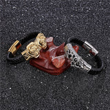 Gold Lion Genuine Leather Bracelet