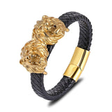 Gold Lion Genuine Leather Bracelet