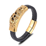 Gold Lion Genuine Leather Bracelet