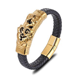 Gold Lion Genuine Leather Bracelet